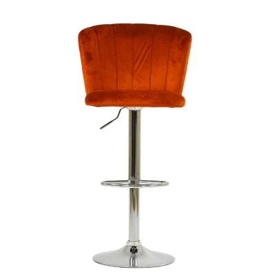 Harlem Bar Stool Burnt Orange Velvet & Chrome Base