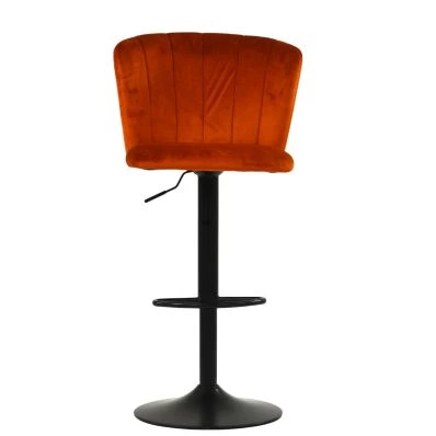 Chelsea Bar Stool Burnt Orange Velvet & Black Base