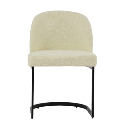 Delamere Dining Chair Cream Boucle Fabric & Black