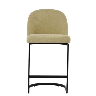 Delamere Bar Stool Mink Boucle Fabric & Black 75cm