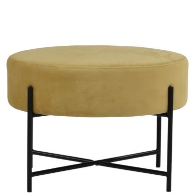 Avon Foot Stool Camel Velvet & Black