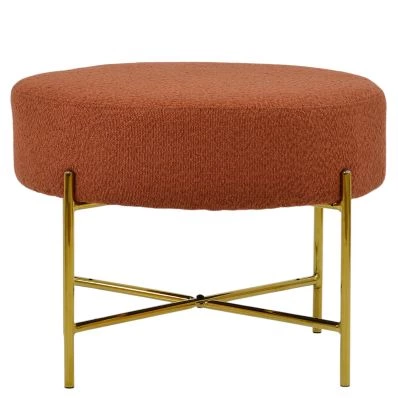 Avon Foot Stool Orange Boucle & Gold