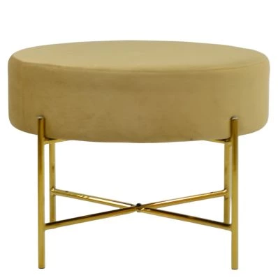 Avon Foot Stool Camel Velvet & Gold
