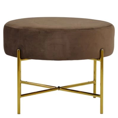 Avon Foot Stool Mocha Velvet & Gold