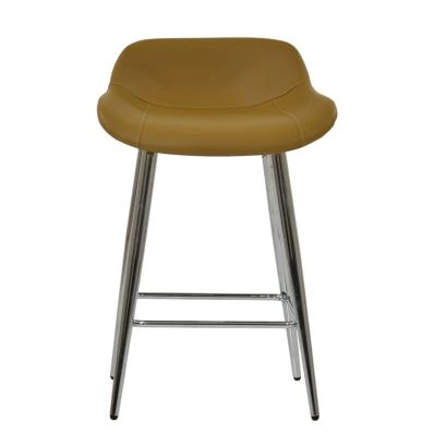 Jenrick Bar Stool in Light Tan Brown Leather