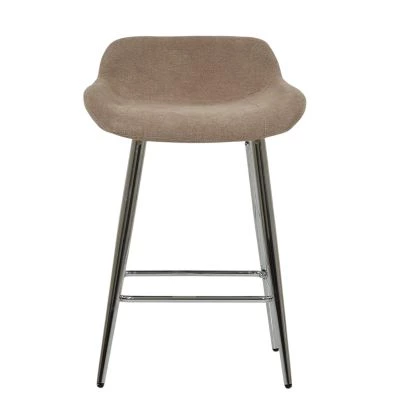 Jenrick Bar Stool Fawn Brown Fabric & Chrome