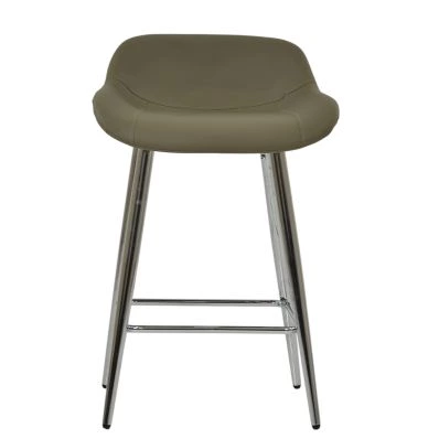 Jenrick Bar Stool Taupe Leather & Chrome