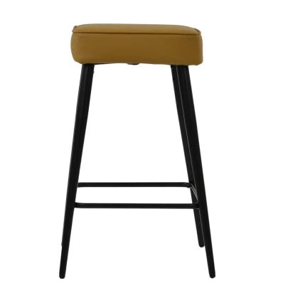 Swan Bar Stool Light Tan Brown Leather & Black