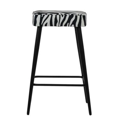 Swan Bar Stool Zebra Fabric & Black