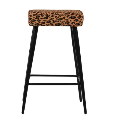 Swan Bar Stool Leopard Fabric & Black