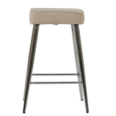 Cloud Bar Stool Natural Cream Fabric & Chrome