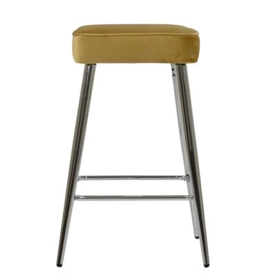 Cloud Bar Stool Camel Velvet & Chrome