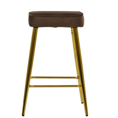 Moon Bar Stool Mocha Velvet & Gold
