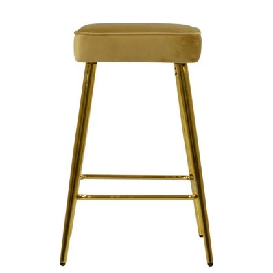 Moon Bar Stool Camel Velvet & Gold