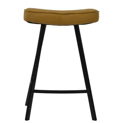 Harper Bar Stool Light Tan Brown Leather & Black