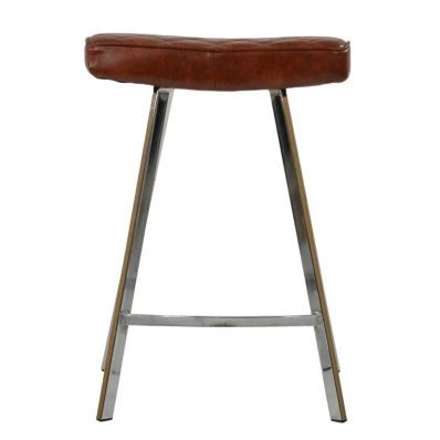 Cruz Bar Stool Vintage Brown Leather & Chrome
