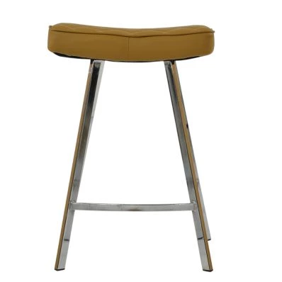 Cruz Bar Stool Light Tan Brown Leather & Chrome