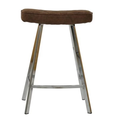 Cruz Bar Stool Aged Brown Leather & Chrome