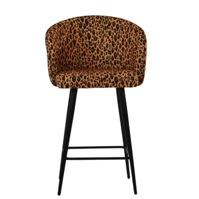 Novara Bar Stool Leopard Fabric & Black