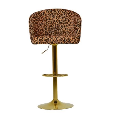 Snape Bar Stool Leopard Fabric & Gold