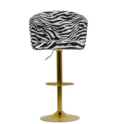 Snape Bar Stool Zebra Fabric & Gold