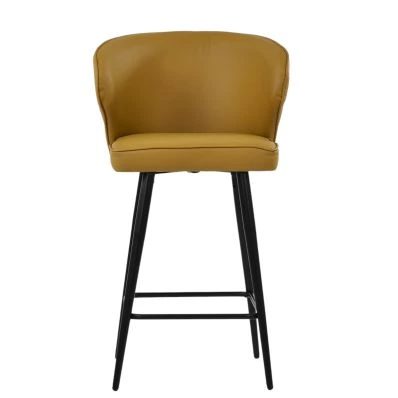 Colby Bar Stool Light Tan Brown Leather & Black