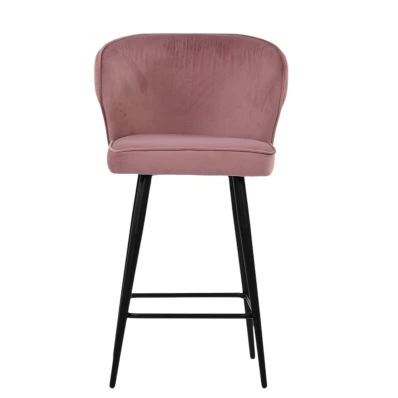Colby Bar Stool Pink Velvet & Black