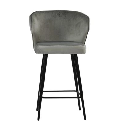 Colby Bar Stool Light Grey Velvet & Black