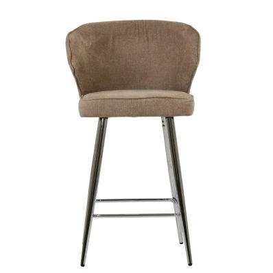 Jarrow Bar Stool Fawn Brown Fabric & Chrome