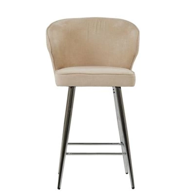 Jarrow Bar Stool Natural Cream Fabric & Chrome