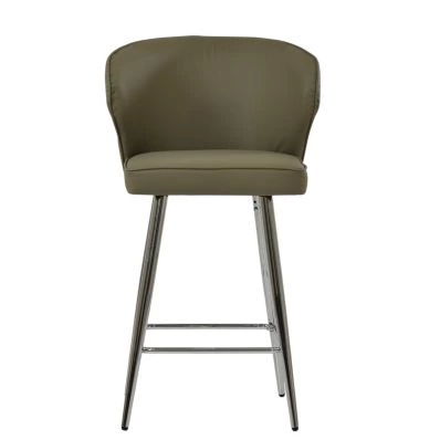 Jarrow Bar Stool Taupe Leather & Chrome