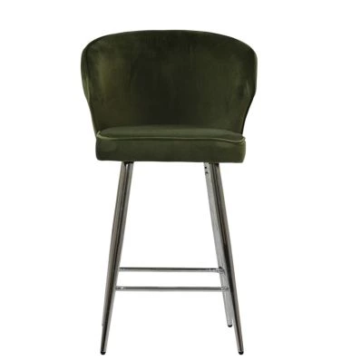 Jarrow Bar Stool Olive Green Velvet & Chrome