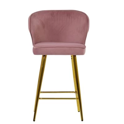 Flake Bar Stool Pink Velvet & Gold