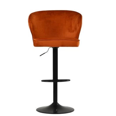 Hexham Bar Stool Burnt Orange Velvet & Black