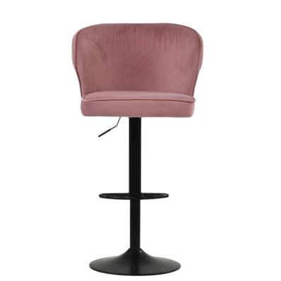 Hexham Bar Stool Pink Velvet & Black