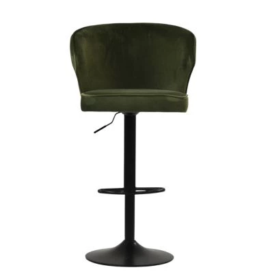 Hexham Bar Stool Olive Green Velvet & Black