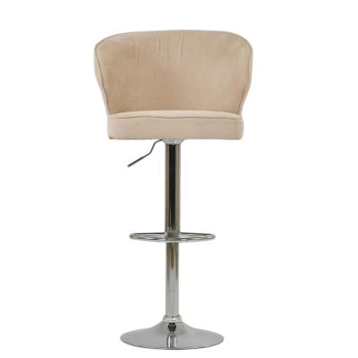 Asham Bar Stool Natural Cream Fabric & Chrome