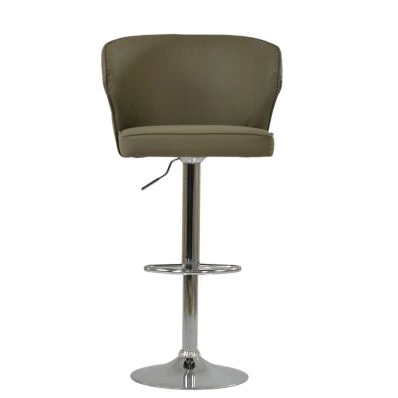 Asham Bar Stool Taupe Leather & Chrome