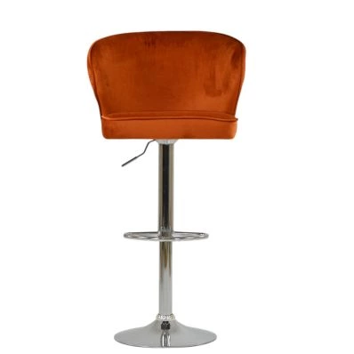 Asham Bar Stool Burnt Orange Velvet & Chrome