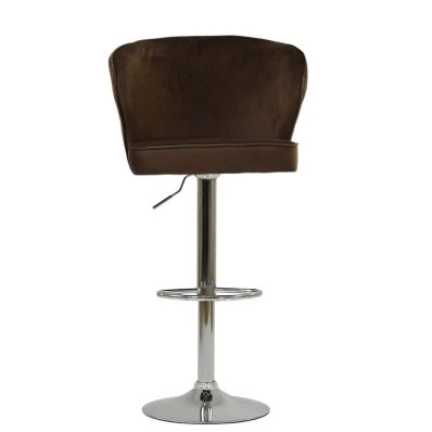 Asham Bar Stool Mocha Velvet & Chrome