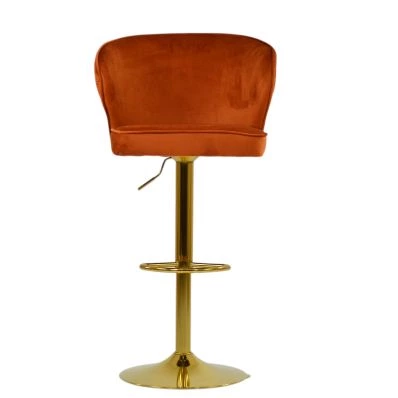 Kielder Bar Stool Burnt Orange Velvet & Gold