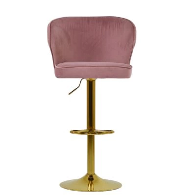 Kielder Bar Stool Pink Velvet & Gold
