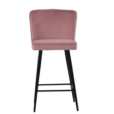 Dutton Bar Stool Pink Velvet & Black