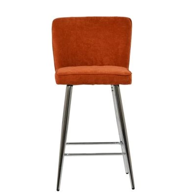 Padstow Bar Stool Orange Fabric & Chrome