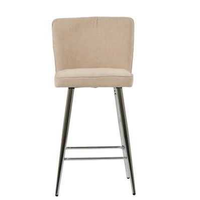 Padstow Bar Stool Natural Cream Fabric & Chrome