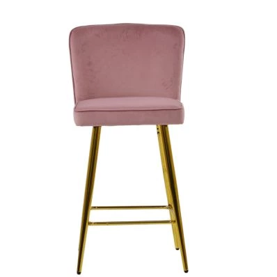 Wellington Bar Stool Pink Velvet & Gold