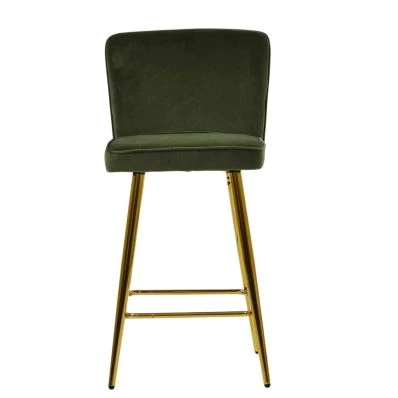 Wellington Bar Stool Olive Green Velvet & Gold