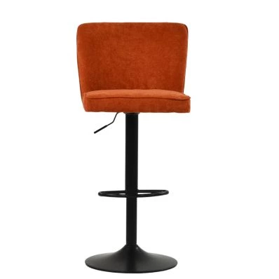 Polperro Bar Stool Orange Fabric & Black
