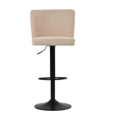 Polperro Bar Stool Natural Cream Fabric & Black