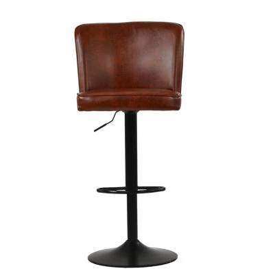 Polperro Bar Stool Vintage Brown Leather & Black